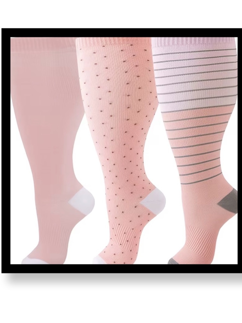 🆕 Women’s Plus Size Pink Patterned Knee-High Socks - 3 Pack